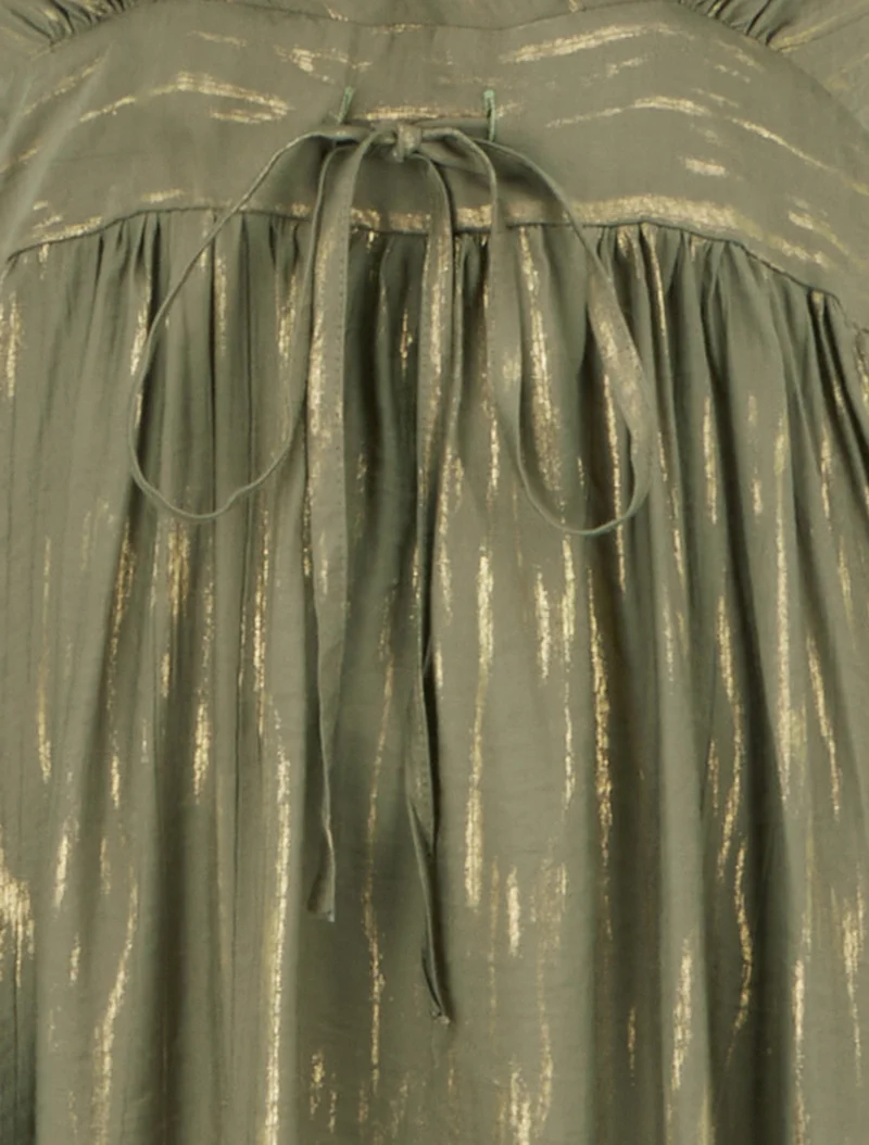 Einfarbiges elastisches Kleid mit schimmerndem Detail - Kaki