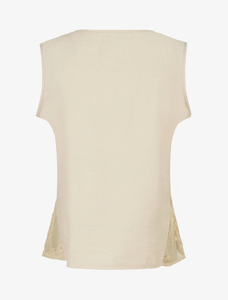 Oberteil mit Kordeleffekt-Details und durchbrochener Stickerei. - Beige