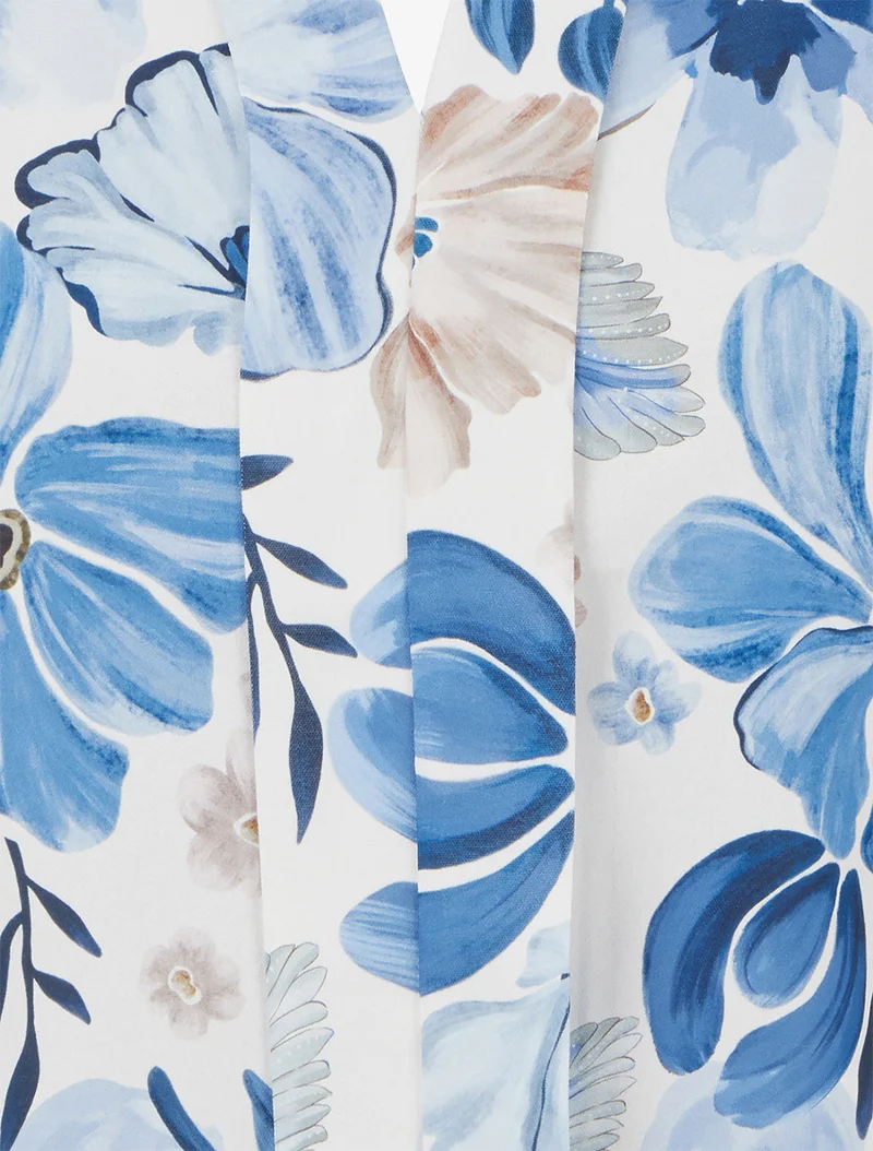 Ärmelloses Oberteil mit Blumenmuster - Blau
