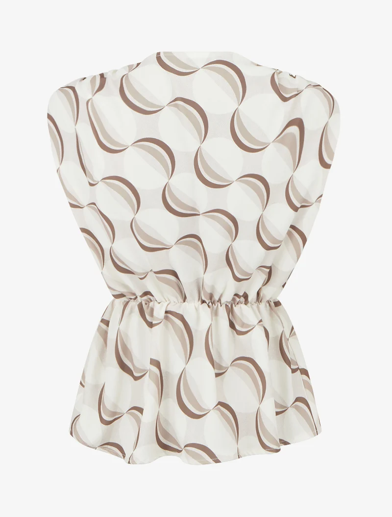 Oberteil mit fließendem Stoff und stilisierten kurzen Ärmeln - Beige