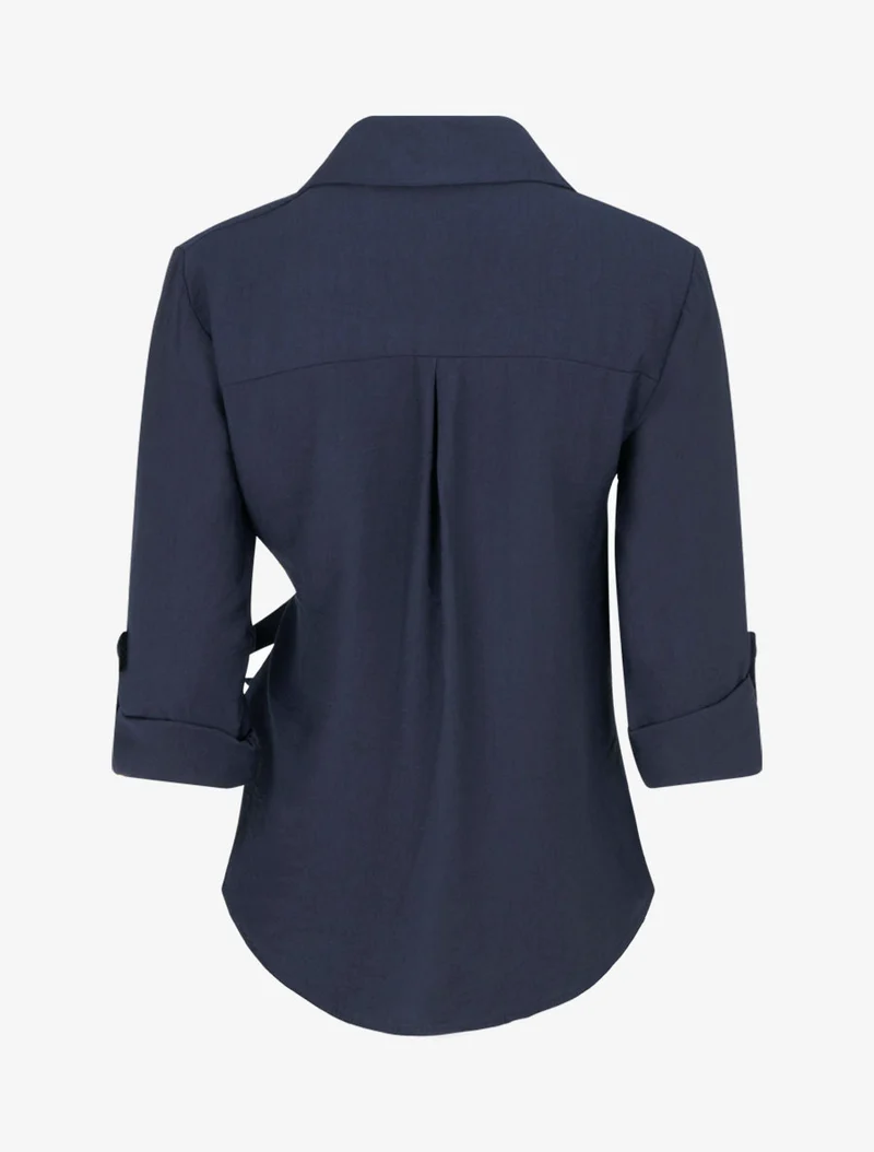 Asymmetrisches Hemd mit Drapierungseffekt - Marine