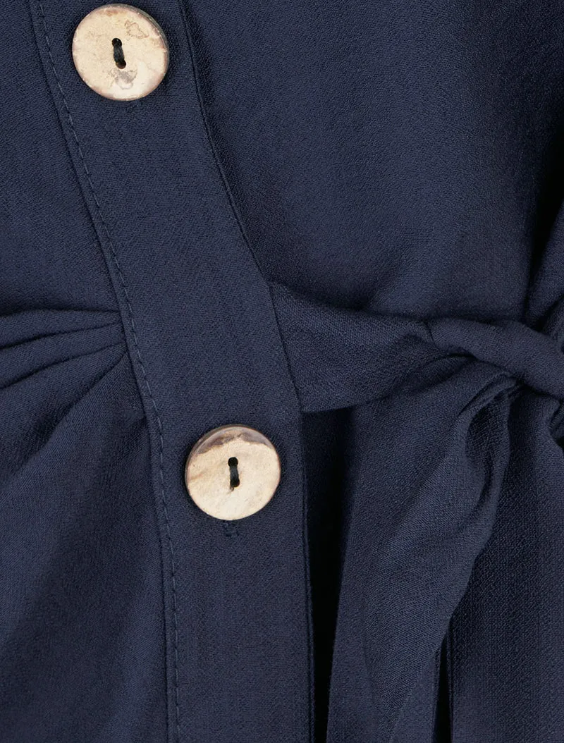 Asymmetrisches Hemd mit Drapierungseffekt - Marine