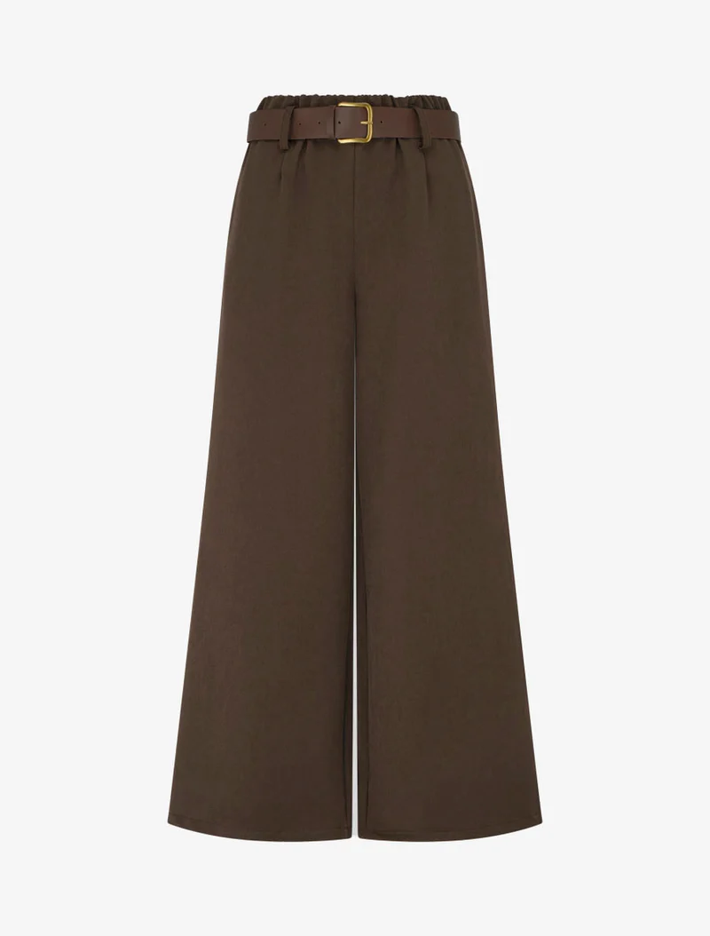 Elastische Hose mit weitem Schnitt - Braun
