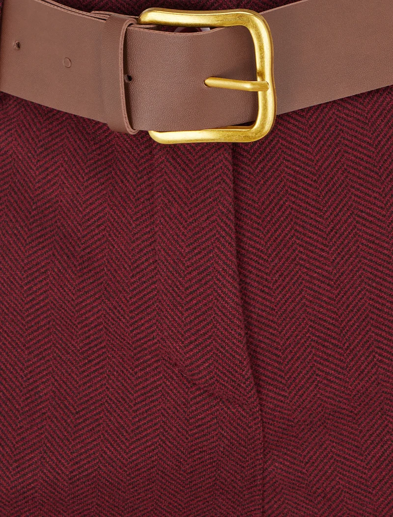 Shorts mit umgeschlagenem Saum und Zickzackmuster. - Bordeaux
