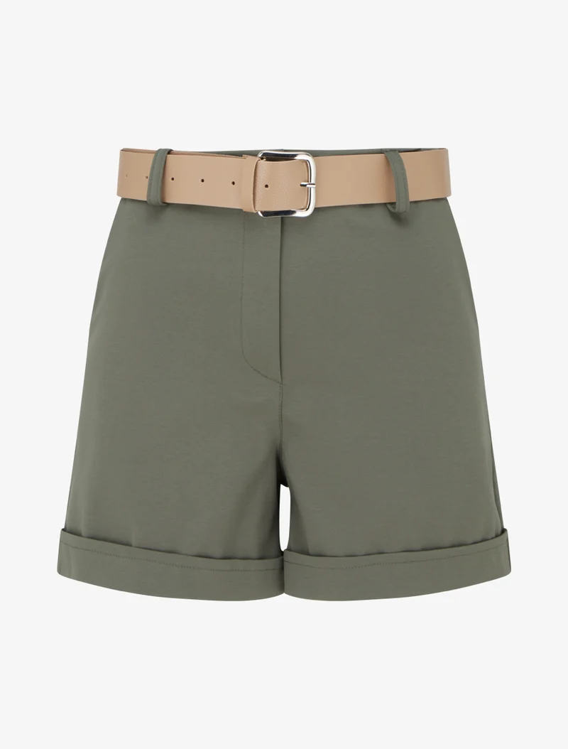Gürtelshort mit Umschlag - Kaki