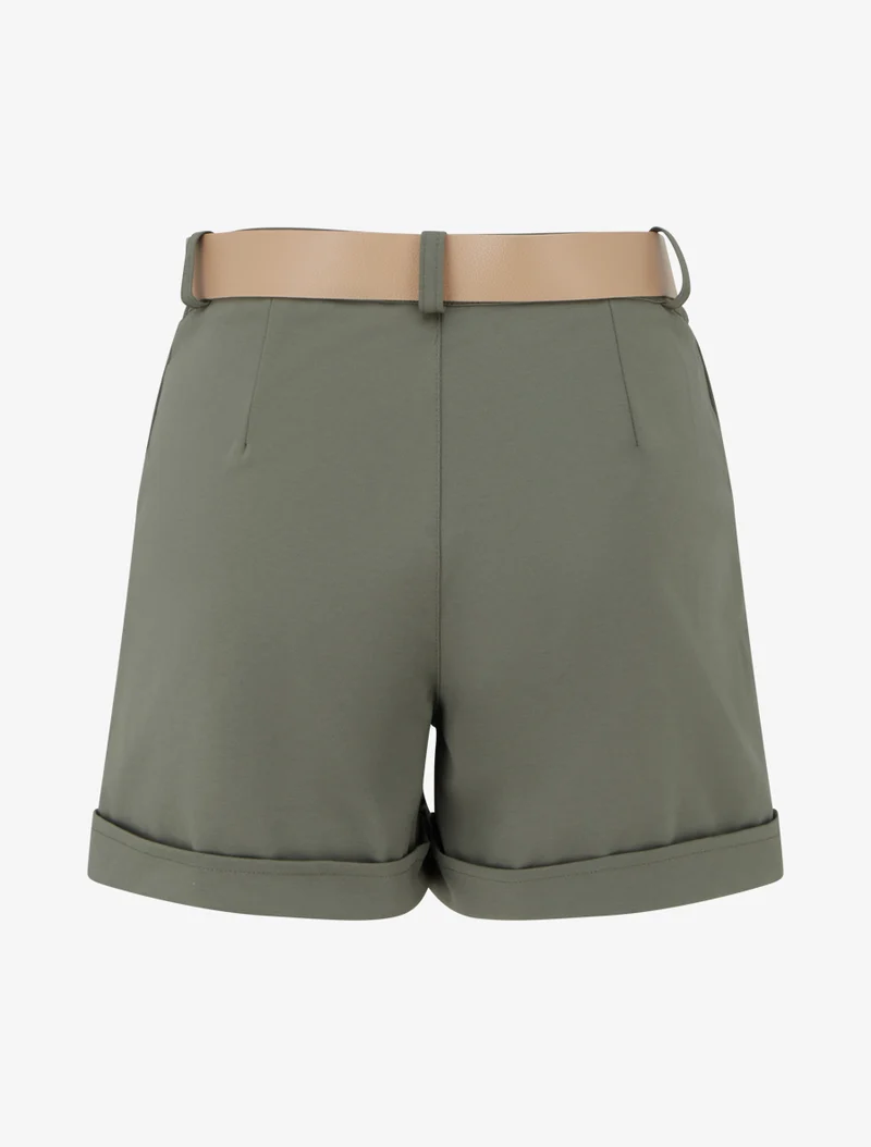 Gürtelshort mit Umschlag - Kaki