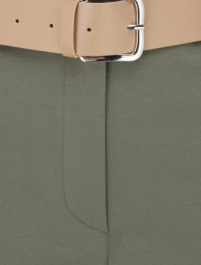 Gürtelshort mit Umschlag - Kaki