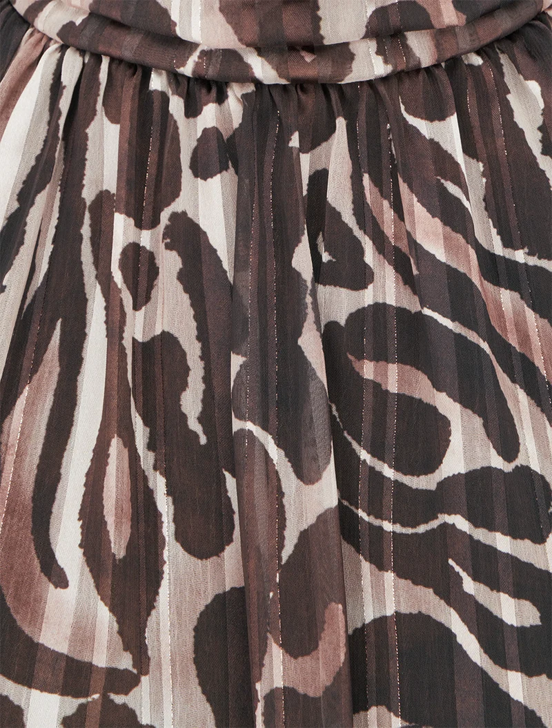 Bluse aus bedrucktem Leoparden-Voile - Braun