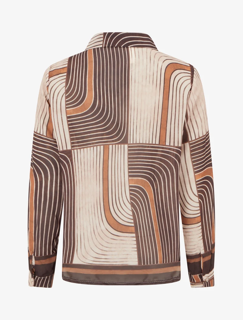 Fließende Bluse mit grafischem Druck - Braun