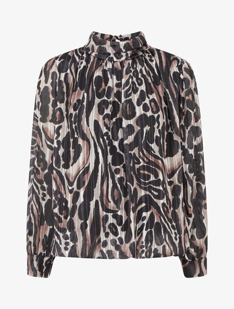 Bluse aus bedrucktem Leoparden-Voile - Schwarz