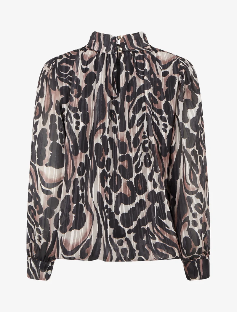 Bluse aus bedrucktem Leoparden-Voile - Schwarz