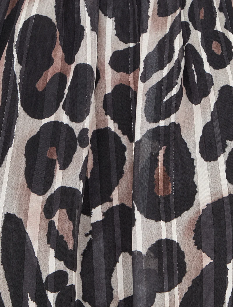 Bluse aus bedrucktem Leoparden-Voile - Schwarz