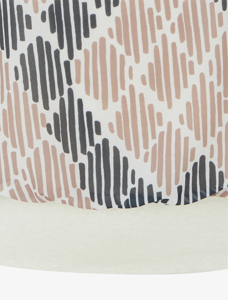 Bluse aus bedrucktem Voile mit grafischem Muster - Beige