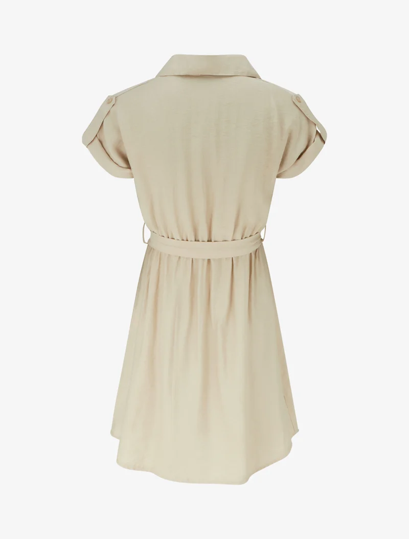 Kurzarm-Hemdkleid - Beige