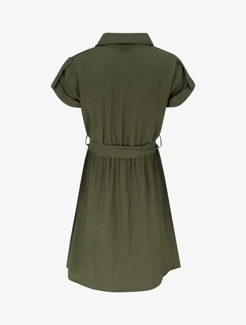 Kurzarm-Hemdkleid - Kaki