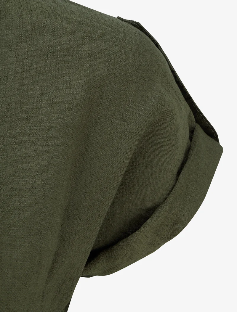 Kurzarm-Hemdkleid - Kaki