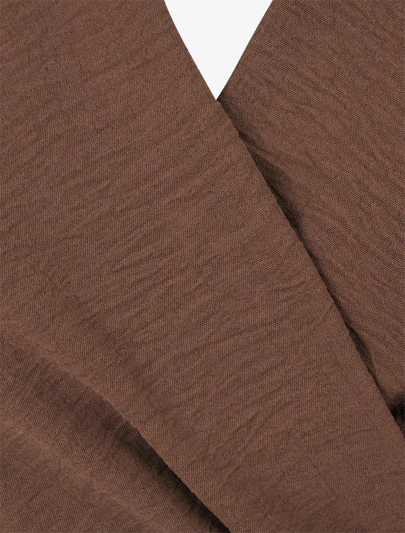 Einfarbige Wickelbluse mit Cache-Cœur-Kragen - Braun