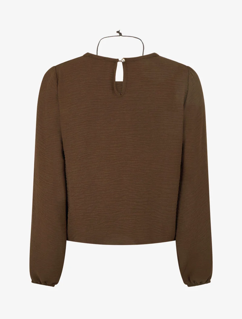 Unifarbene Bluse mit elastischen Abschlüssen. - Braun