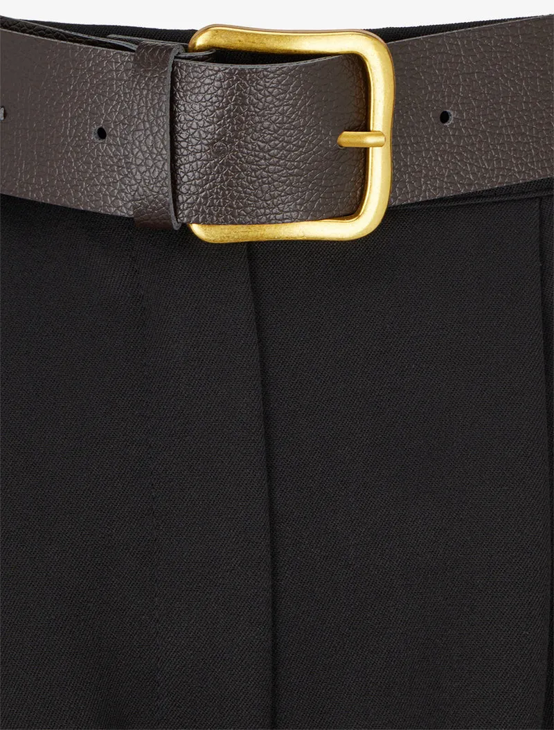Weite einfarbige Caprihose - Schwarz