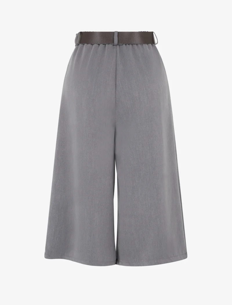 Weite einfarbige Caprihose - Grau