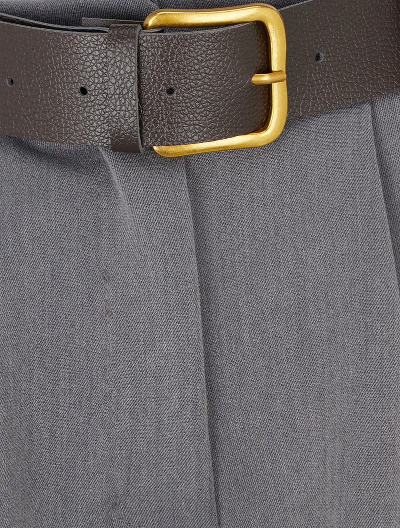 Weite einfarbige Caprihose - Grau