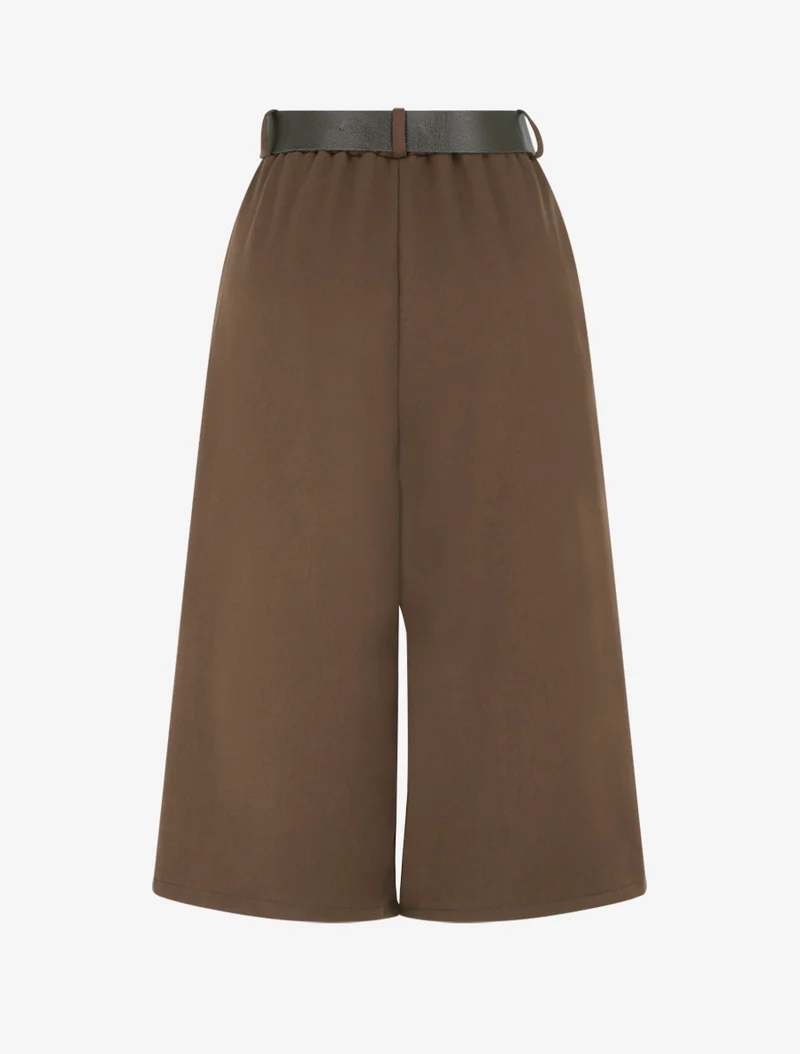 Weite einfarbige Caprihose - Braun