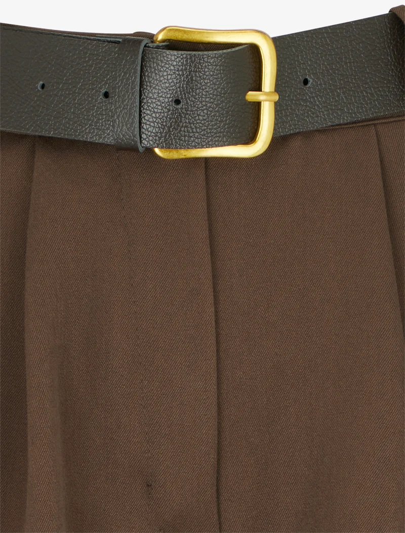 Weite einfarbige Caprihose - Braun