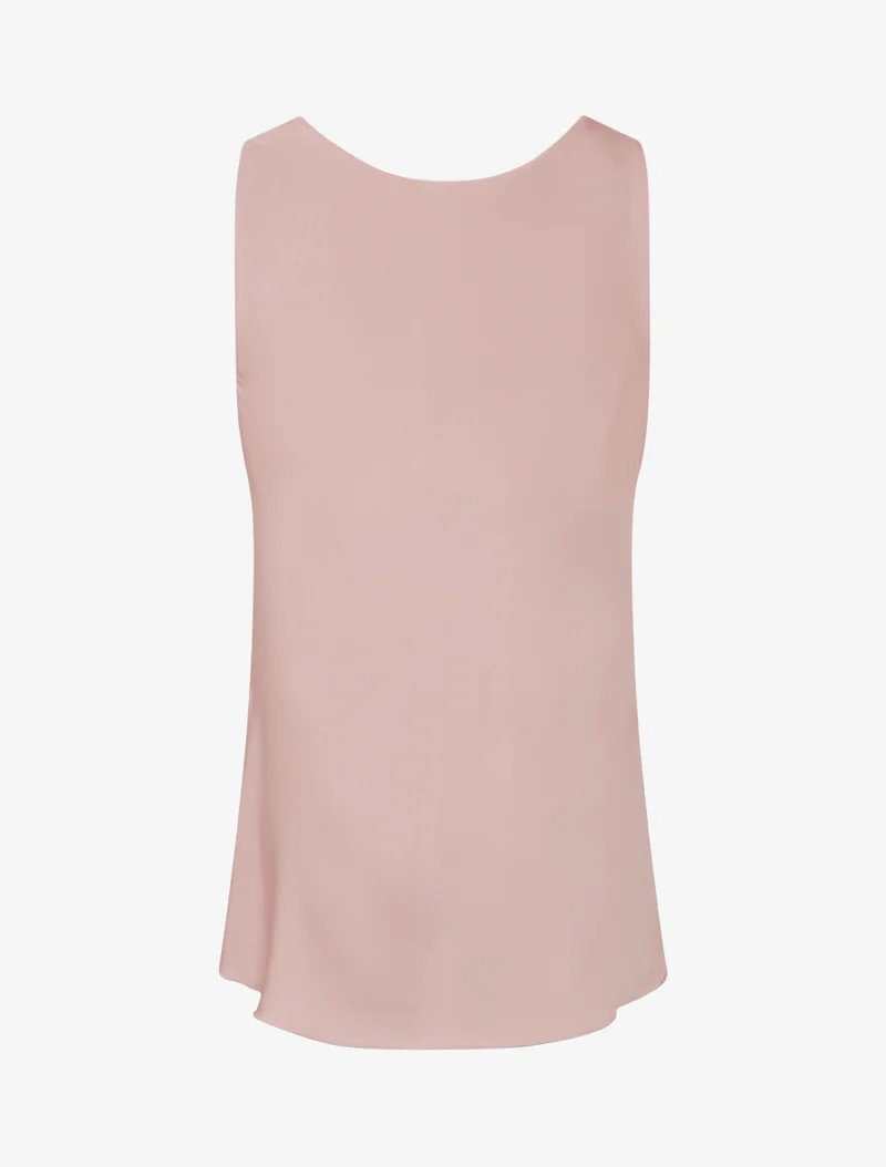 Ärmelloses Satin-Top mit Wasserfallausschnitt - Altrosa