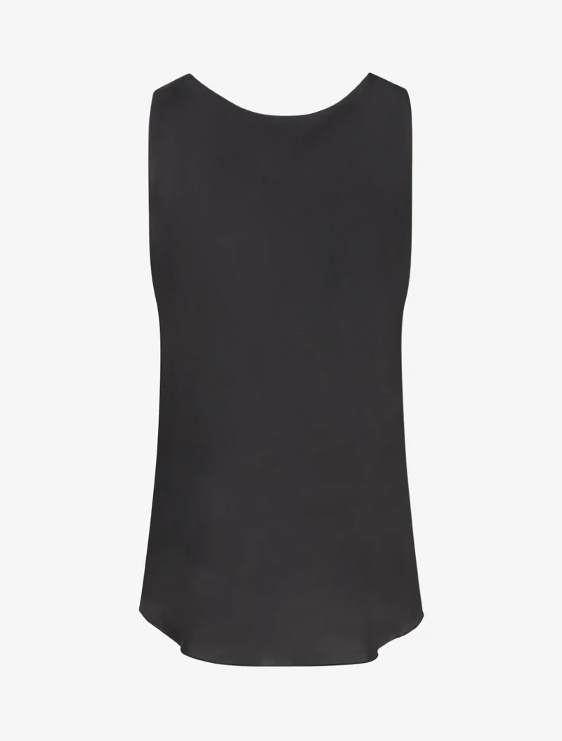 Ärmelloses Satin-Top mit Wasserfallausschnitt - Schwarz
