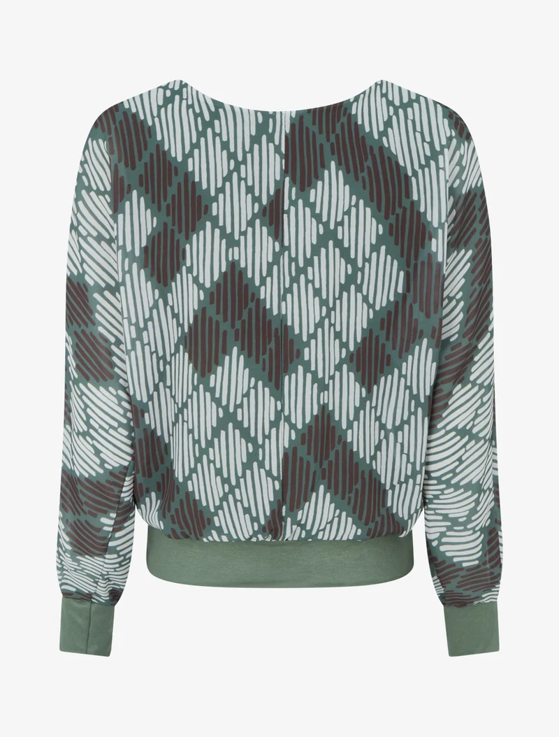 Bluse aus bedrucktem Voile mit grafischem Muster - Kaki