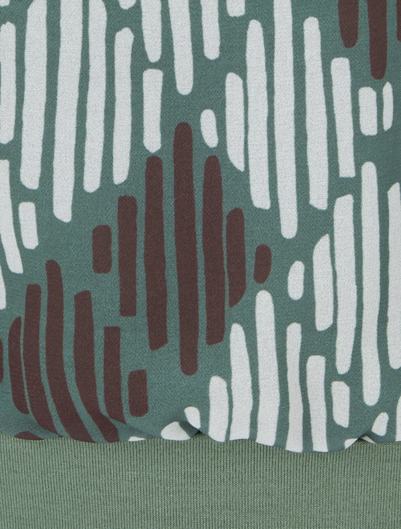 Bluse aus bedrucktem Voile mit grafischem Muster - Kaki