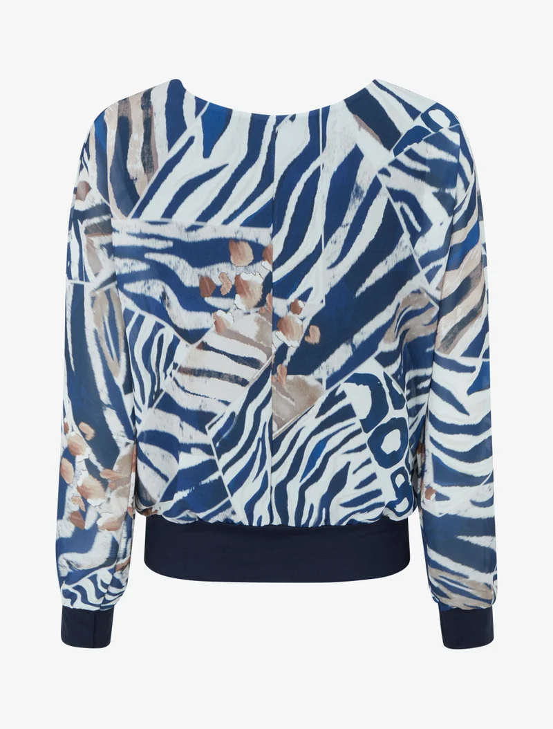 Bluse aus bedrucktem Voile mit Animal-Print - Marine