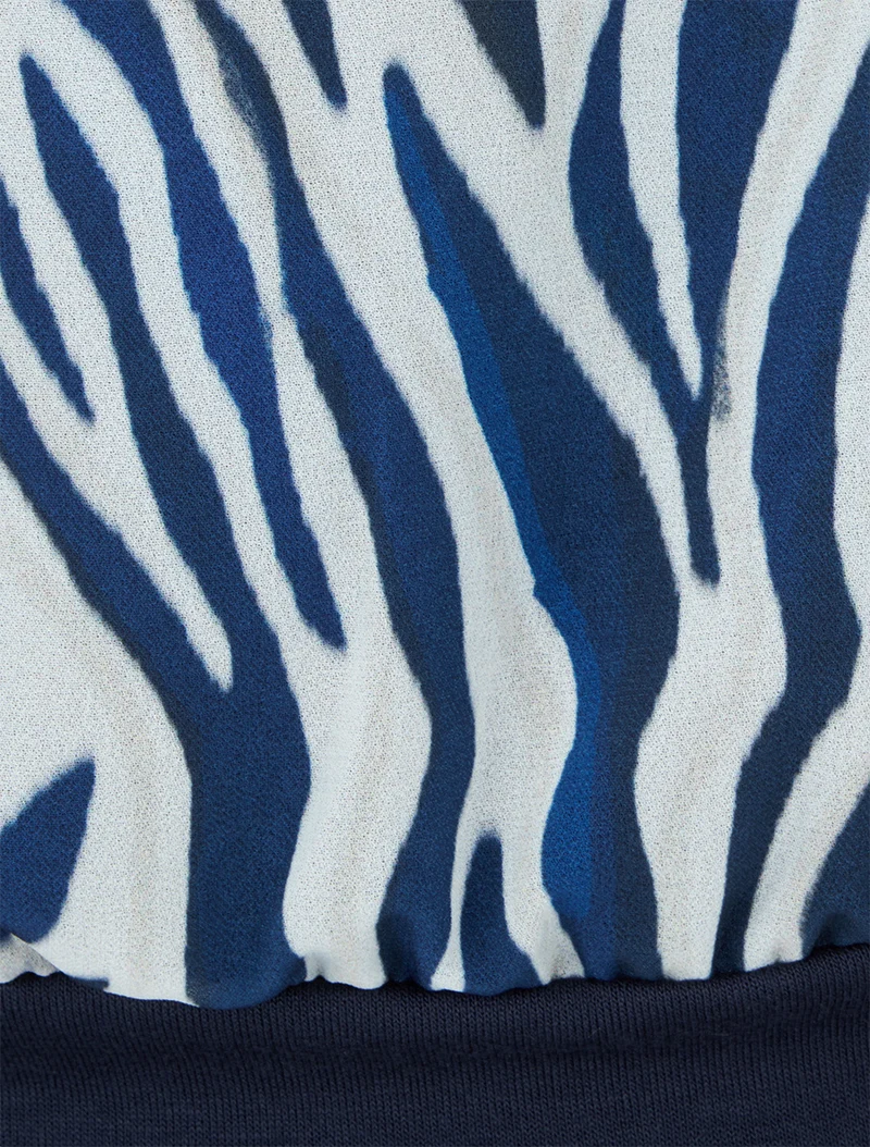 Bluse aus bedrucktem Voile mit Animal-Print - Marine