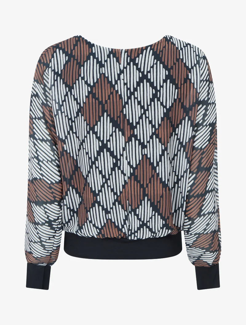 Bluse aus bedrucktem Voile mit grafischem Muster - Schwarz