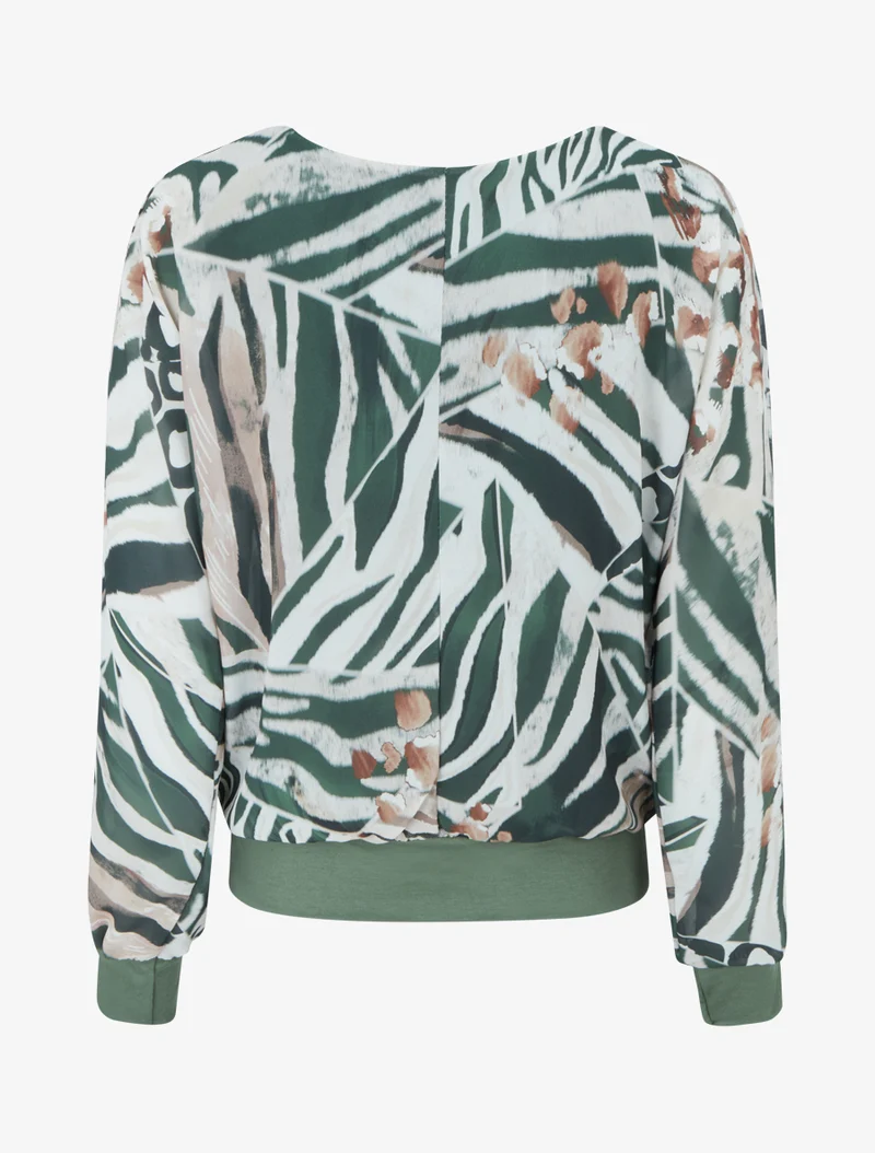 Bluse aus bedrucktem Voile mit Animal-Print - Kaki