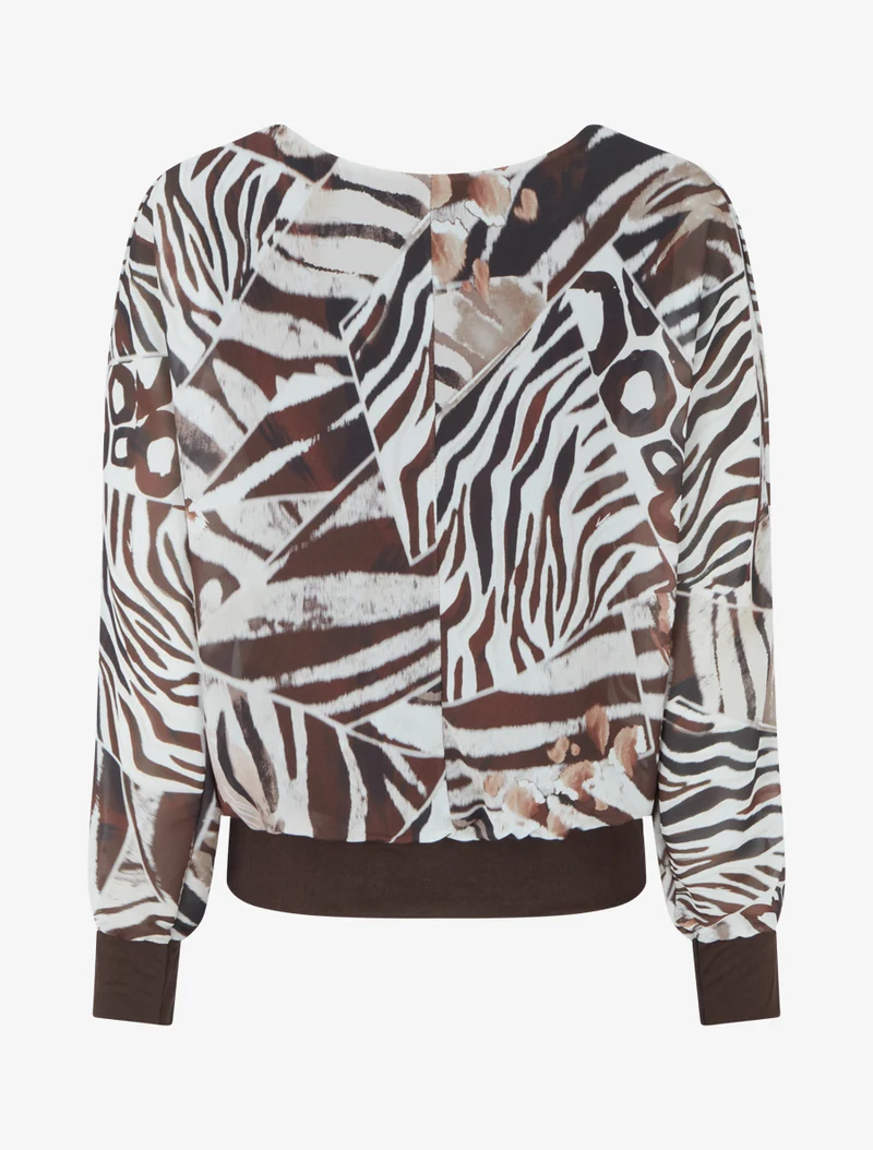 Bluse aus bedrucktem Voile mit Animal-Print - Braun