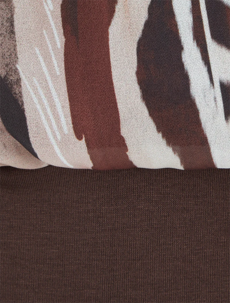 Bluse aus bedrucktem Voile mit Animal-Print - Braun