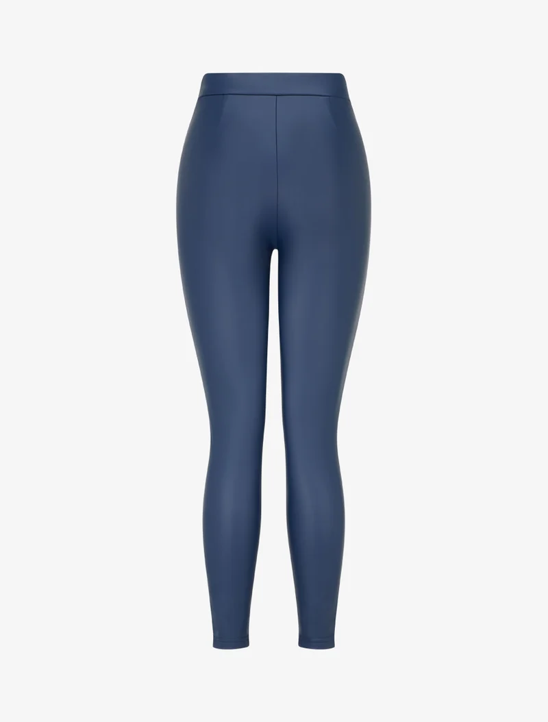 Skinny-Leggings aus Kunstleder - Blau