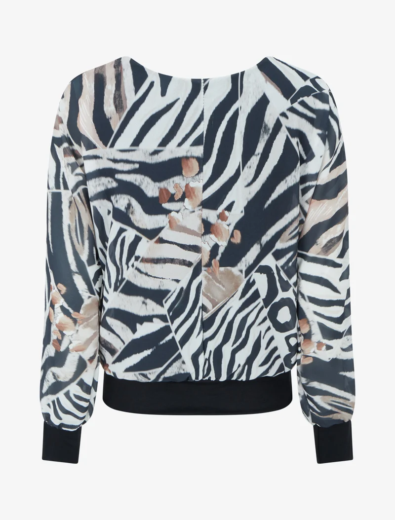Bluse aus bedrucktem Voile mit Animal-Print - Schwarz