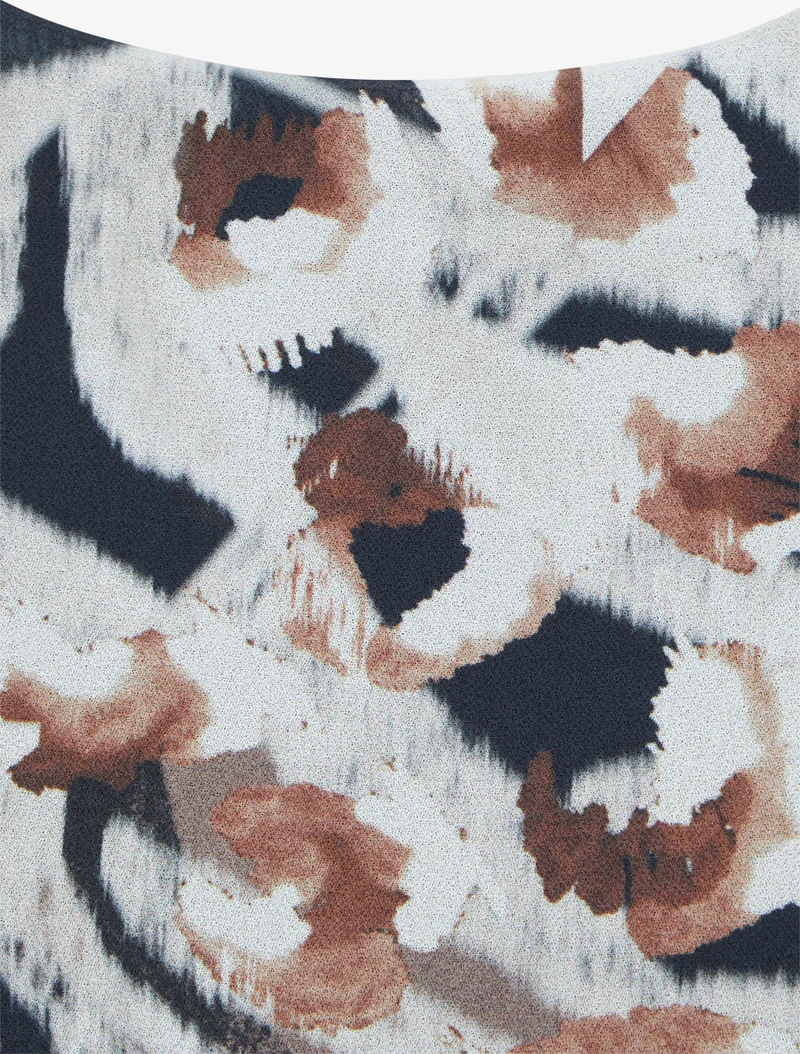 Bluse aus bedrucktem Voile mit Animal-Print - Schwarz