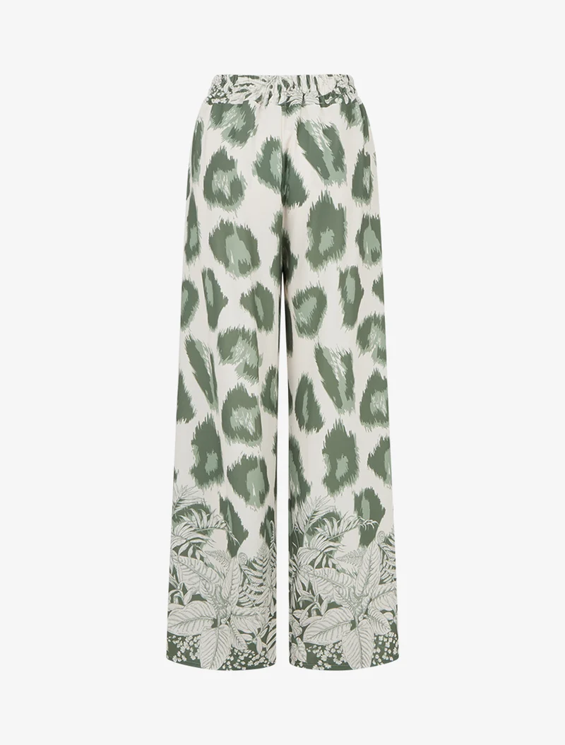 Weit geschnittene Hose mit fantasievollem Leopardenmuster - Kaki