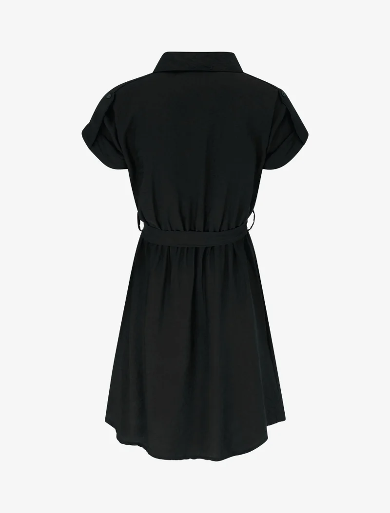 Kurzarm-Hemdkleid - Schwarz