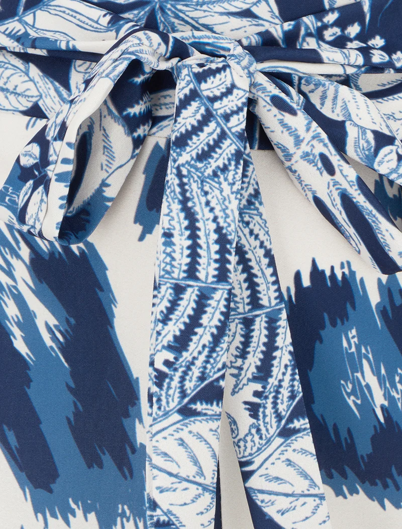 Weit geschnittene Hose mit fantasievollem Leopardenmuster - Marine