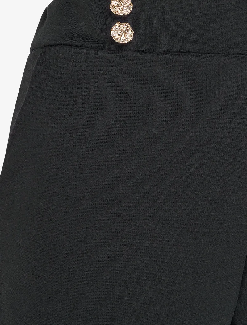 Fließende Hose mit Knopfleiste am Bund. - Schwarz