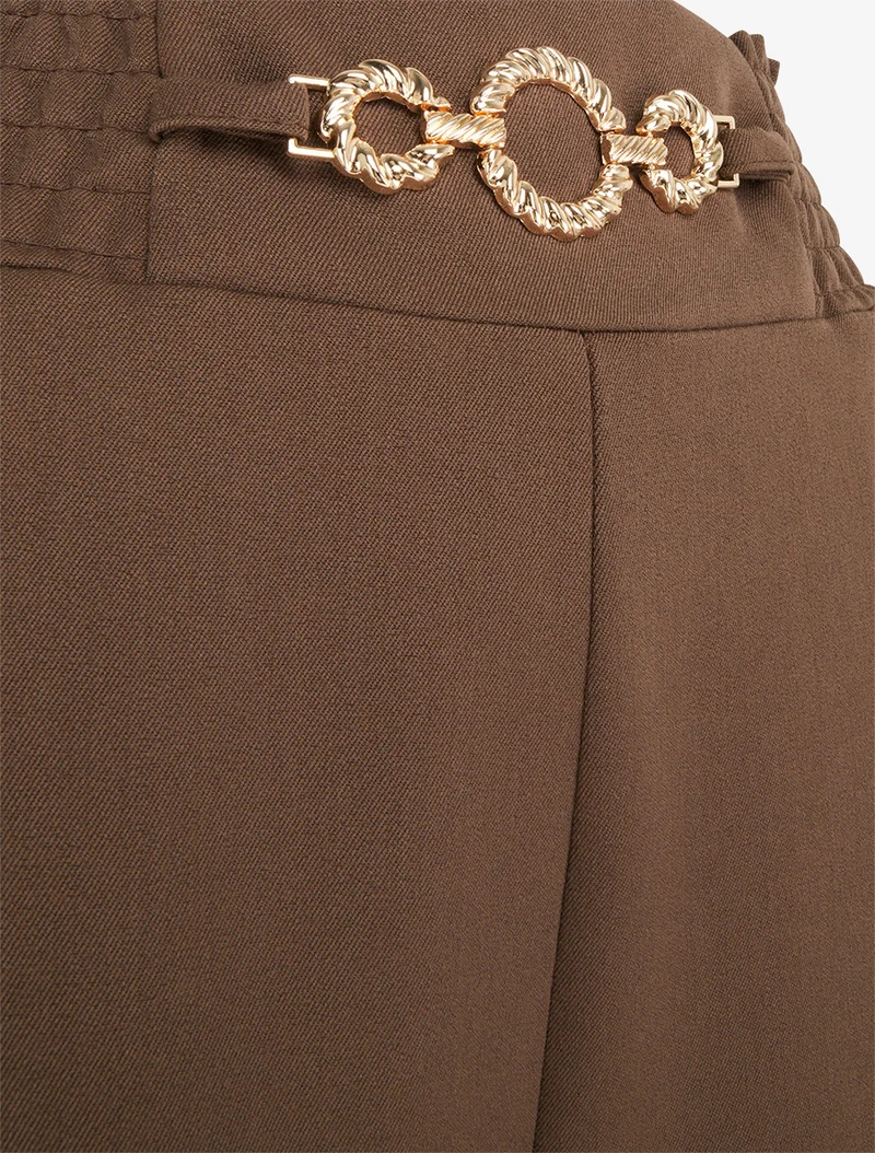 Hose mit gesmoktem Bund und Ringen - Braun