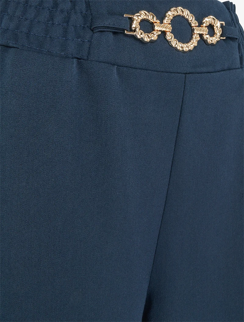 Hose mit gesmoktem Bund und Ringen - Marine