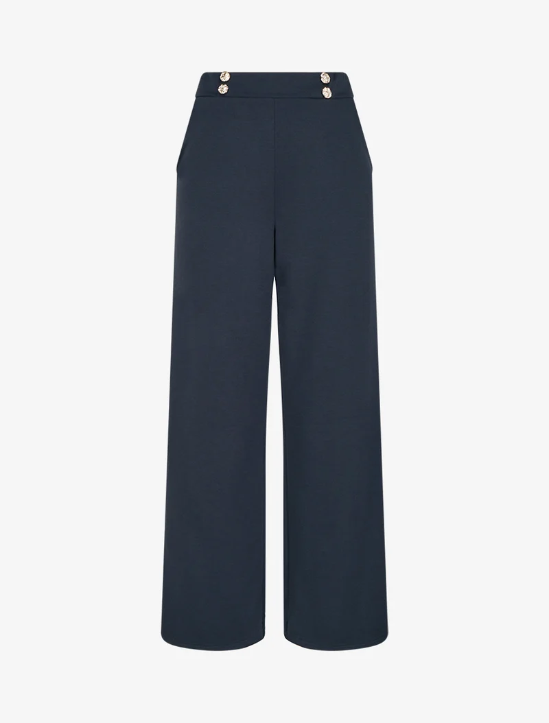 Fließende Hose mit Knopfleiste am Bund. - Mitternachtsblau