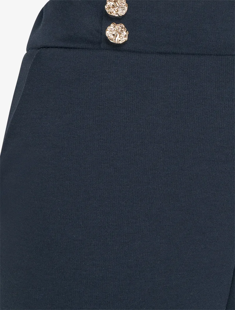 Fließende Hose mit Knopfleiste am Bund. - Mitternachtsblau