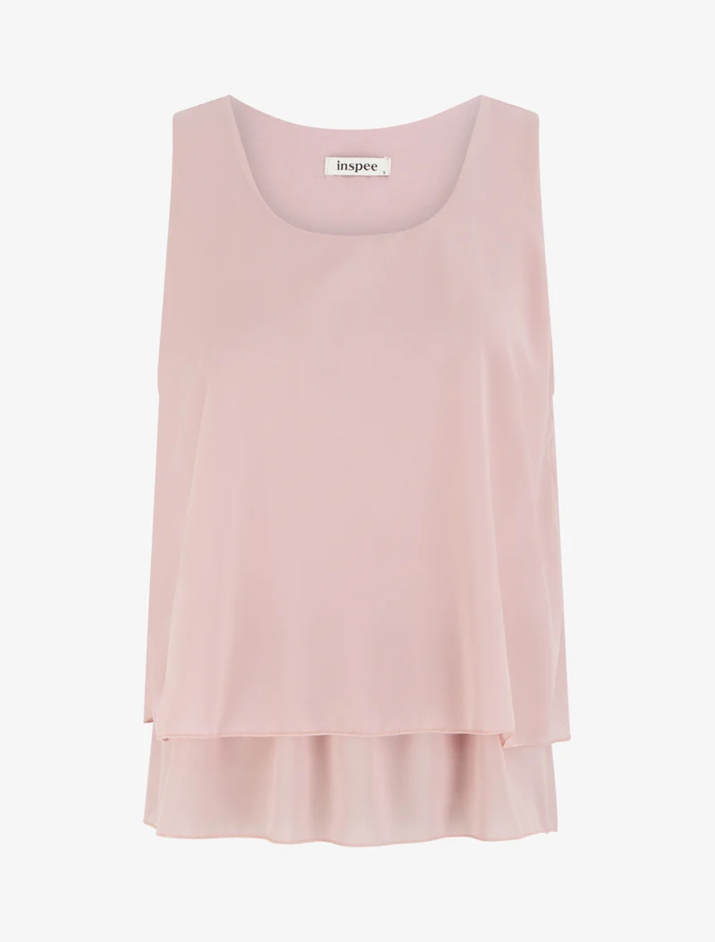 Top aus Voile mit fliegenden Rändern - Rose