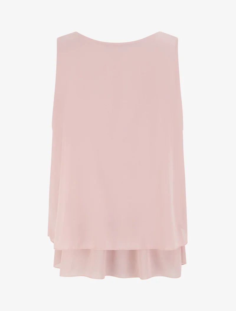 Top aus Voile mit fliegenden Rändern - Rose